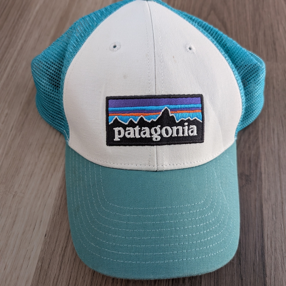 Patagonia Teal and White Trucker Hat
